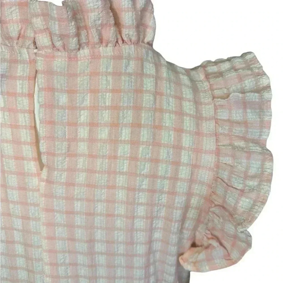 Calixta Gorg Pink Plaid Ruffle Dress Size Small .#87 - Picture 13 of 16